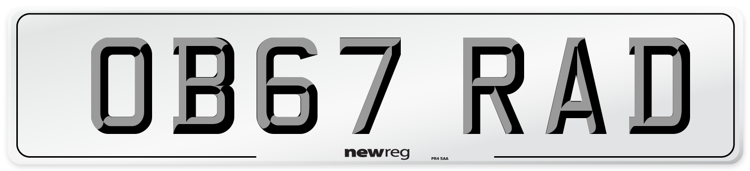 OB67 RAD Number Plate from New Reg